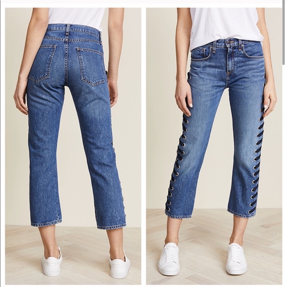 Veronica Beard Ines Lace Up Jeans 28